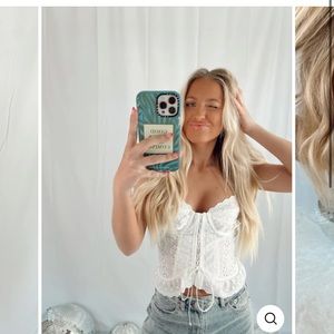 White Eyelet Corset Top